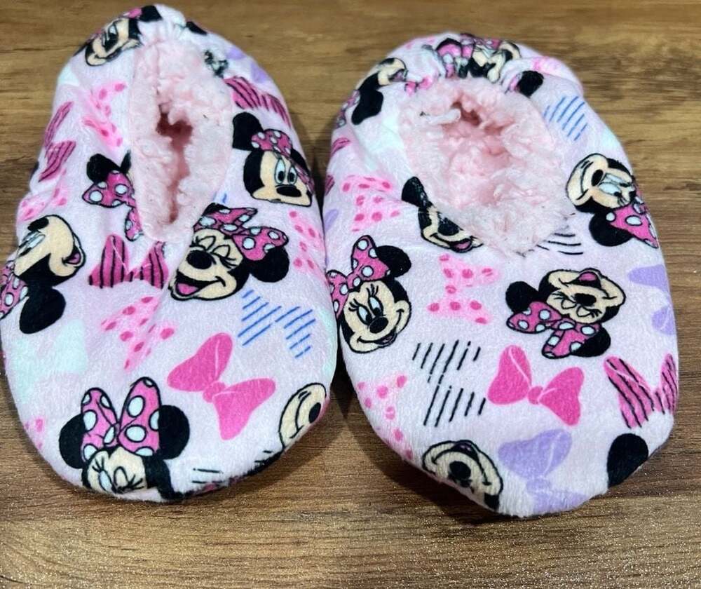 Disney Minnie Mouse Retro Snuggle Toe Toddler Girl Slippers Socks Size 3T-4T